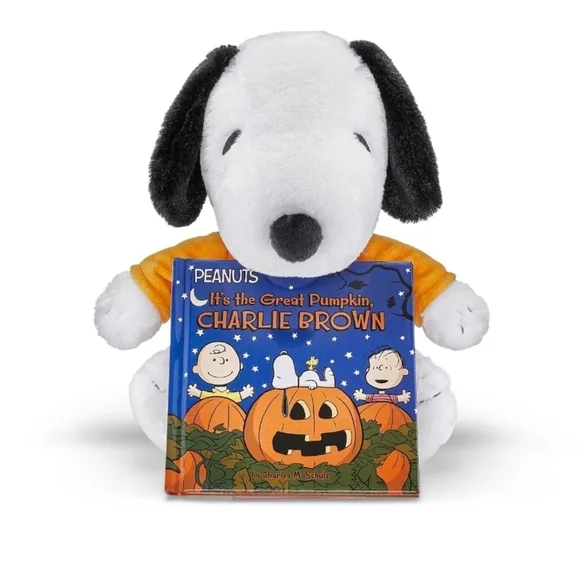 Peanuts Snoopy Pumpkin Plush & Great Pumpkin Charlie Brown Book NWT - Picture 2 of 3